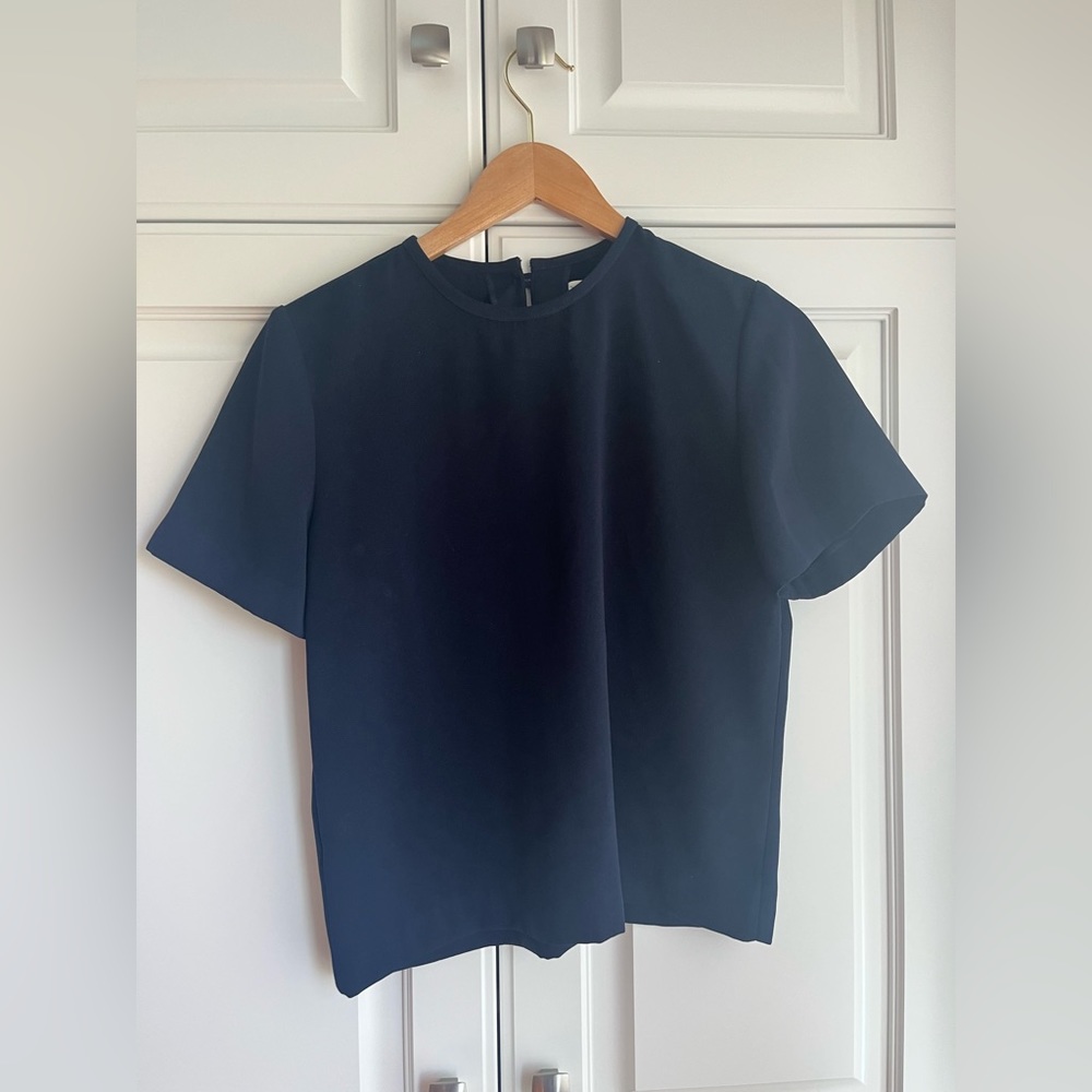 Navy Dressy T-Short Blouse